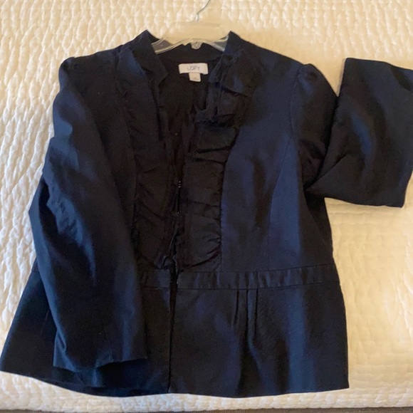 Black, ruffled blazer - Picture 1 of 5